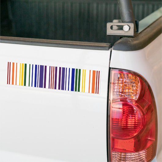 Dubbele regenboogstreepjescode bumpersticker (Op Truck)
