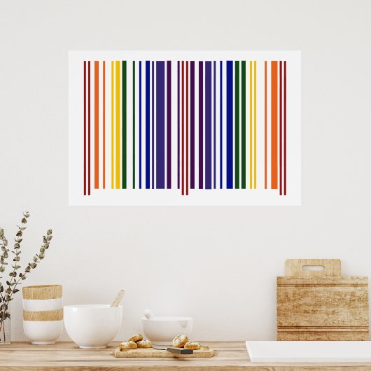 Dubbele regenboogstreepjescode poster (Keuken)