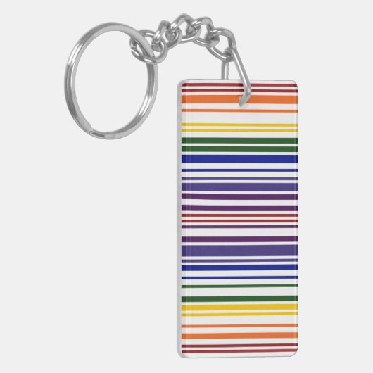 Dubbele regenboogstreepjescode sleutelhanger (Voorkant Links)