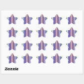Dubbele regenboogstreepjescode ster sticker (Vel)