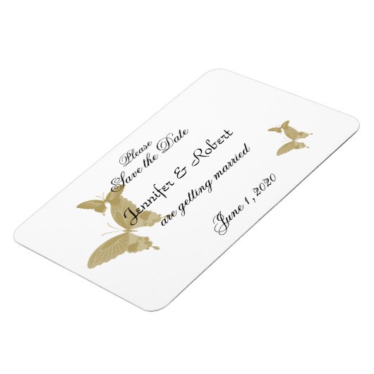 Dubbele Ring Vlinder Bruiloft Save the Date Magneet (Linkerzijde)