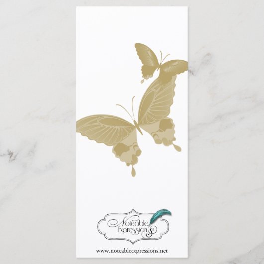 Dubbele Ring Vlinder Monogram Bruiloft Menu (Achterkant)