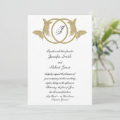 Dubbele Ring Vlinder Monogram Bruiloft Uitnodiging (Staand voorkant)