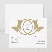 Dubbele Ring Vlinder Monogram Respons Kaart (Voorkant / Achterkant)