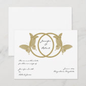 Dubbele Ring Vlinder Monogram Save the Date Kaart (Voorkant / Achterkant)