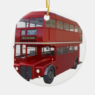 Dubbele rode bus in voorprofiel keramisch ornament