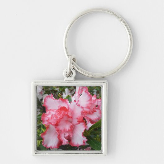 Dubbele rode en witte Azaleas Spring Floral Sleutelhanger (Voorkant)