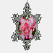 Dubbele rode en witte Azaleas Spring Floral Tin Sneeuwvlok Ornament (Links)