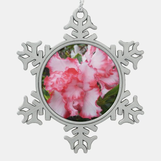 Dubbele rode en witte Azaleas Spring Floral Tin Sneeuwvlok Ornament (Voorkant)