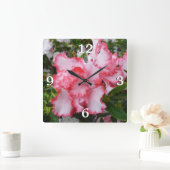 Dubbele rode en witte Azaleas Spring Floral Vierkante Klok (Huis)