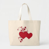 Dubbele rode harten en glitter Design Valentijnsda Grote Tote Bag (Voorkant)