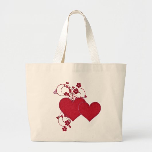 Dubbele rode harten en glitter Design Valentijnsda Grote Tote Bag (Voorkant)