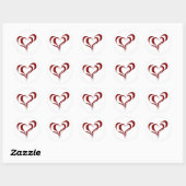 Dubbele rode harten ronde sticker (Vel)