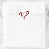 Dubbele rode harten ronde sticker (Tas)