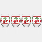 Dubbele rode kersen patroon wijnglas zonder voet (Links)
