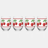 Dubbele rode kersen patroon wijnglas zonder voet (Rechts)
