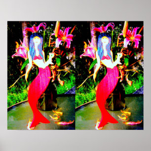 dubbele rode mermaids poster