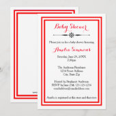 Dubbele rode rand - baby shower uitnodiging (Voorkant / Achterkant)