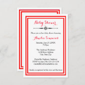 Dubbele Rode Trim - 3x5 Baby shower Uitnodiging (Voorkant / Achterkant)