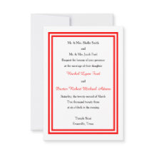 Dubbele Rode Trim - 3x5 de Uitnodiging van de Wedd