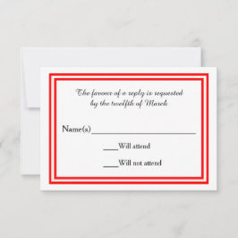 Dubbele rode trim - RSVP-kaart RSVP Kaartje