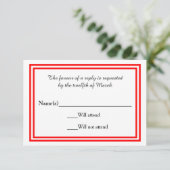 Dubbele rode trim - RSVP-kaart RSVP Kaartje (Staand voorkant)