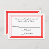 Dubbele rode trim - RSVP-kaart RSVP Kaartje (Voorkant / Achterkant)