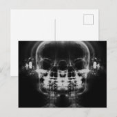 Dubbele röntgenschedels met hoofdtelefoon - B&W Briefkaart (Voorkant / Achterkant)