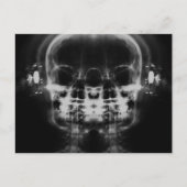 Dubbele röntgenschedels met hoofdtelefoon - B&W Briefkaart (Voorkant)