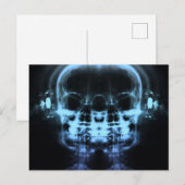 Dubbele röntgenschedels met hoofdtelefoon - blauw briefkaart (Voorkant / Achterkant)