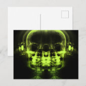 Dubbele röntgenschedels met hoofdtelefoon - Lime G Briefkaart (Voorkant / Achterkant)