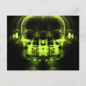 Dubbele röntgenschedels met hoofdtelefoon - Lime G Briefkaart (Voorkant)