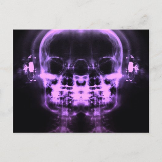 Dubbele röntgenschokken met hoofdtelefoon - Paars Briefkaart (Voorkant)