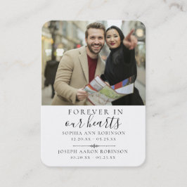 Dubbele rouwfoto- gebedskaart voor de uitvaart visitekaartje