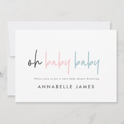 dubbele roze blauwe moderne typografie hedendaagse kaart (Voorkant)