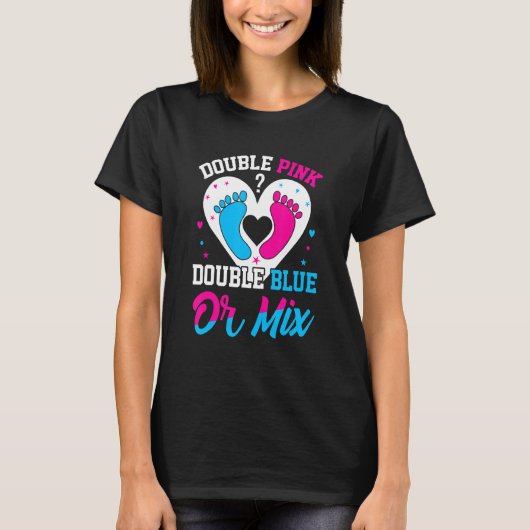 Dubbele Roze Dubbele Blauwe Mix Tweeling Geslacht  T-shirt (Voorkant)