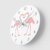 Dubbele roze flamingo ronde klok (Hoek)