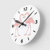 Dubbele roze flamingo ronde klok (Hoek)