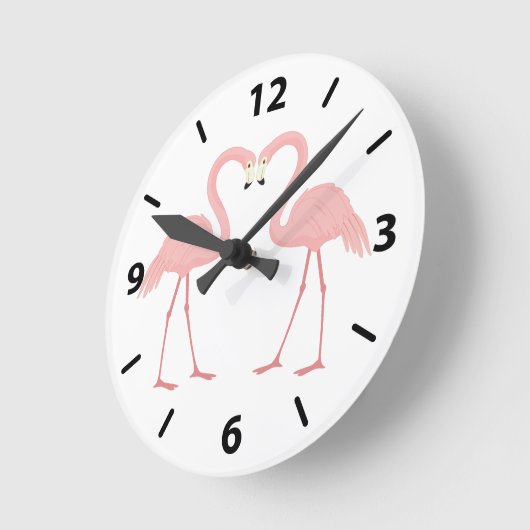 Dubbele roze flamingo ronde klok (Hoek)