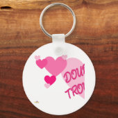 Dubbele roze harten Deel 1 Sleutelhanger (Voorkant)