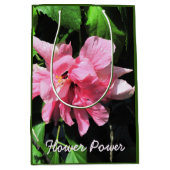 Dubbele Roze Hibiscus Bloem Cadeau Zak Medium Cadeauzakje (Voorkant)