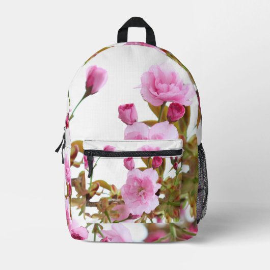Dubbele roze kersenbloesems welkomstlente bedrukte rugzak (Voorkant)