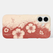 Dubbele Roze Koraal Bloemen Monogram Aangepaste Na Case-Mate iPhone Case (Achterkant (horizontaal))