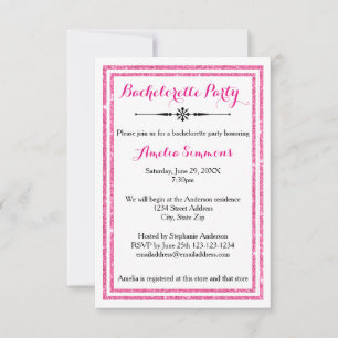 Dubbele Roze Rand - 3x5 Bachelorette Uitnodiging