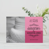 Dubbele Roze Save the Date Trouw Aankondigingen (Staand voorkant)