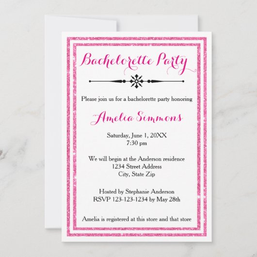 Dubbele roze trim - Bachelorette partijuitnodiging Kaart (Voorkant)