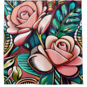 Dubbele Rozen: een spectaculaire Floral Arrangemen Douchegordijn (Voorkant)