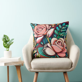 Dubbele Rozen: een spectaculaire Floral Arrangemen Kussen