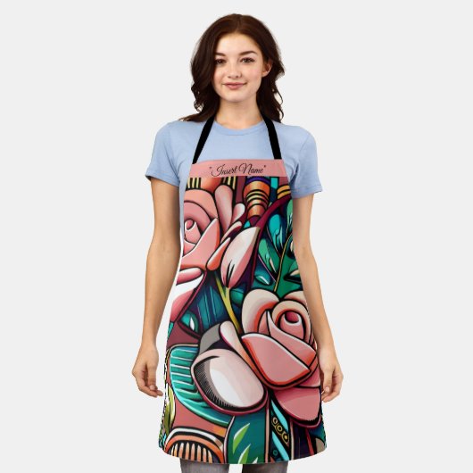 Dubbele Rozen: een spectaculaire Floral Arrangemen Schort (Gedragen)