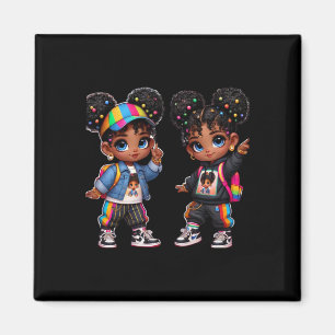 Dubbele S Bold Black Twins Art Sticker Magneet